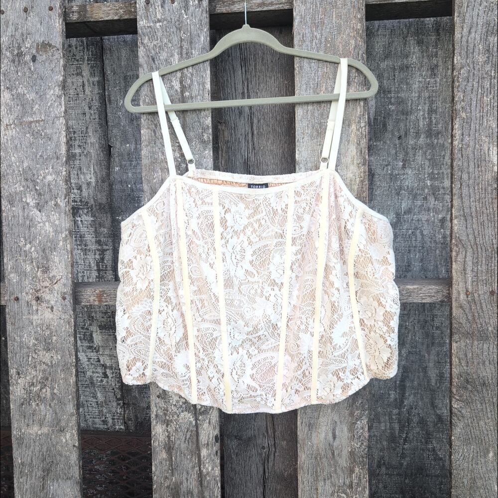 Torrid Lace Corset Smocked Back Crop Top Women's Women's 4X